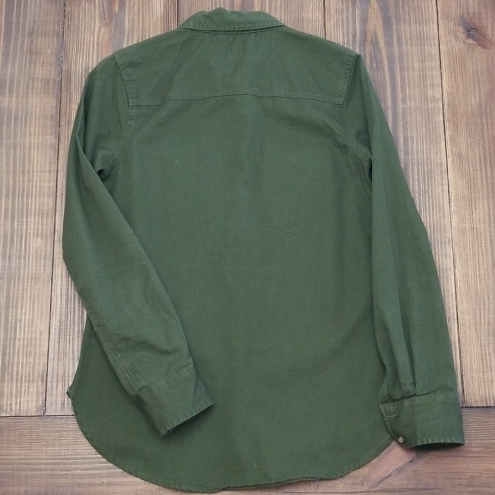 Merona Green Button Down Long Sleeve Shirt XS - Picture 2 of 6